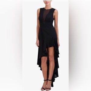 BCBGMAXAZRIA Women's Sleeveless Illusion Neck High Low Evening Dress NWT